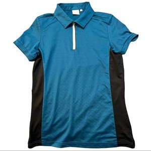 Ping Women’s Sensorcool Golf Shirt Jacquard Pattern Blue And Black Size 2